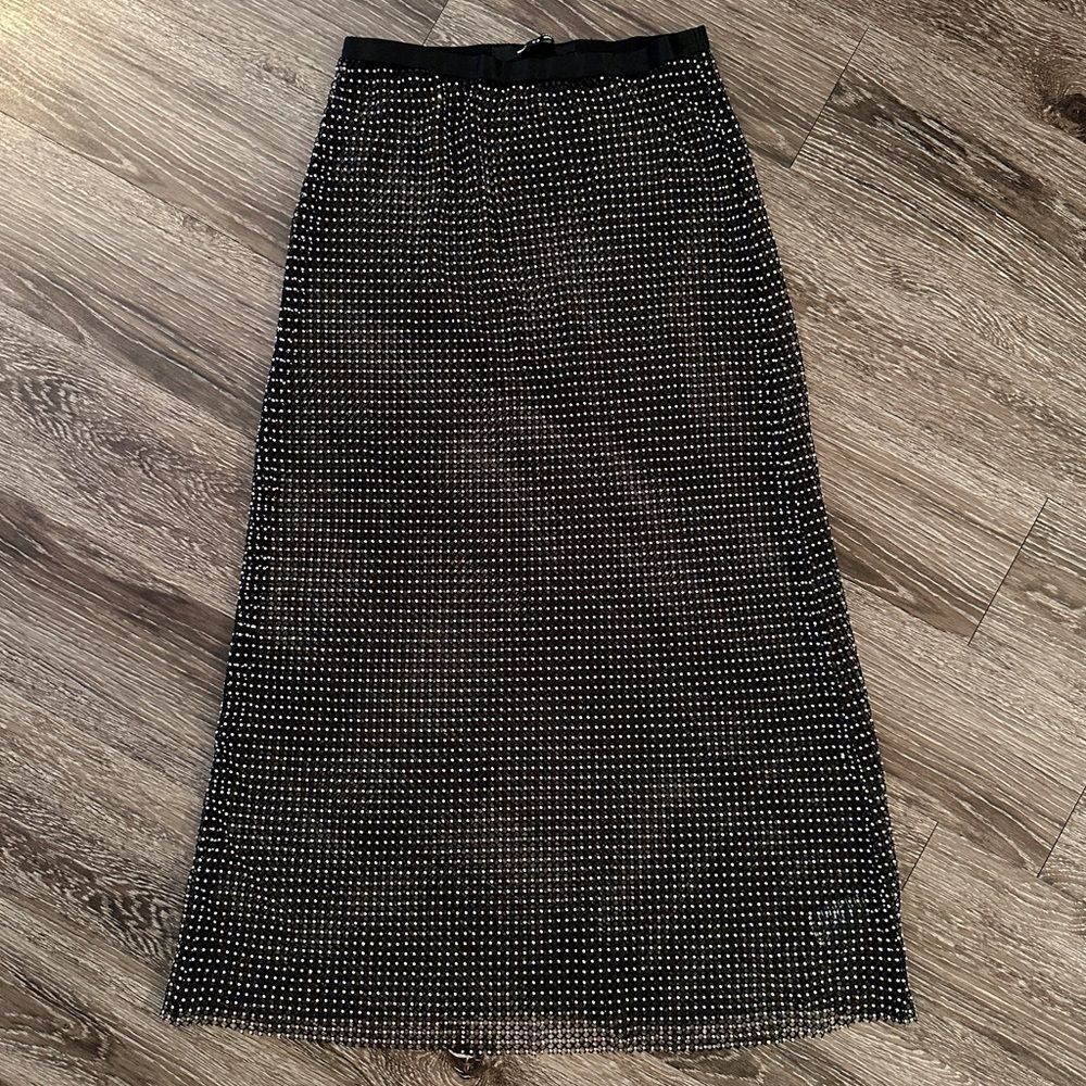Silence + Noise Sheer Diamante Fishnet Maxi Skirt in Black